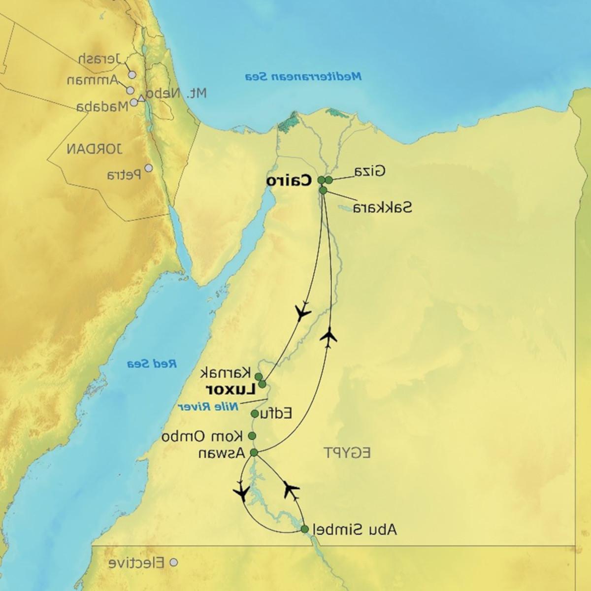 Map of Legends of the Nile destinations